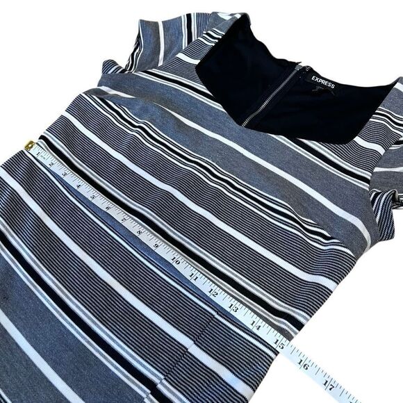 Express Black and White Striped Sheath Dress Size Medium - Picture 14 of 16